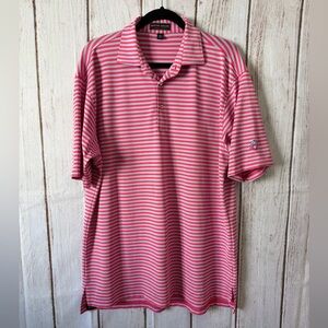 Peter Millar Summer Comfort Pink & Blue Striped Performance Polo Shirt Size L